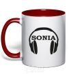 Mug with a colored handle Sonia red фото