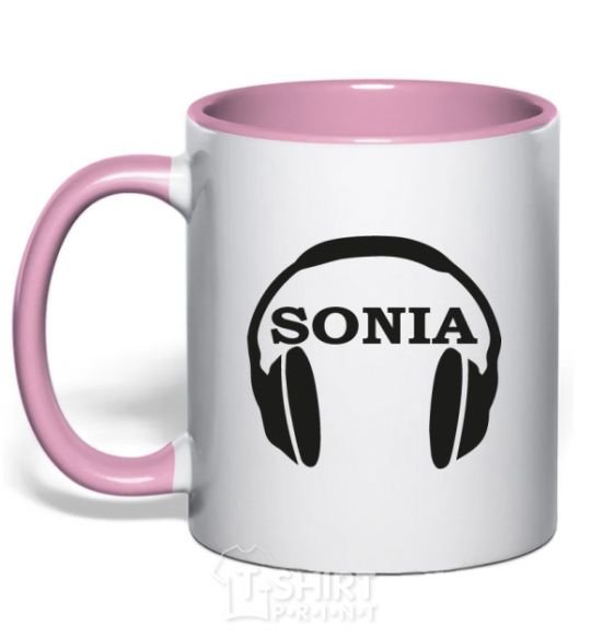 Mug with a colored handle Sonia light-pink фото