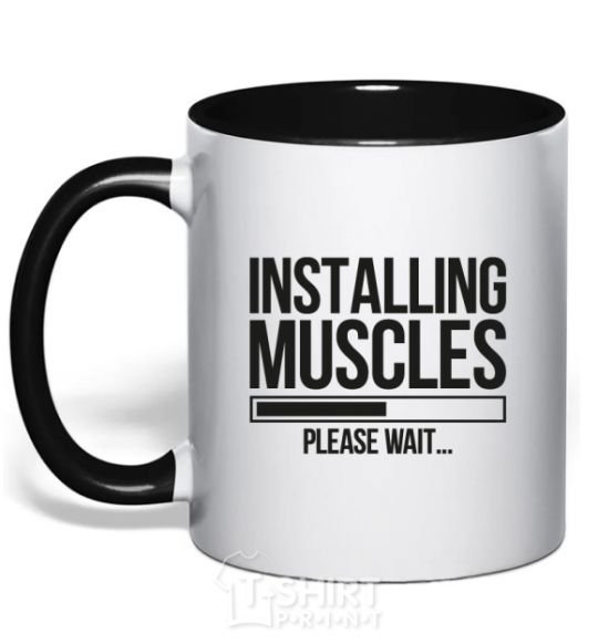 Mug with a colored handle Installing muscles black фото