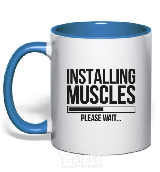 Mug with a colored handle Installing muscles royal-blue фото