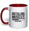 Mug with a colored handle Installing muscles red фото