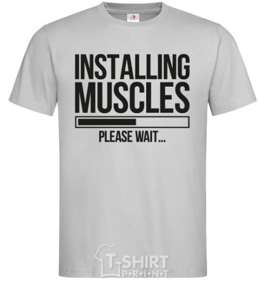 Мужская футболка Installing muscles Серый фото