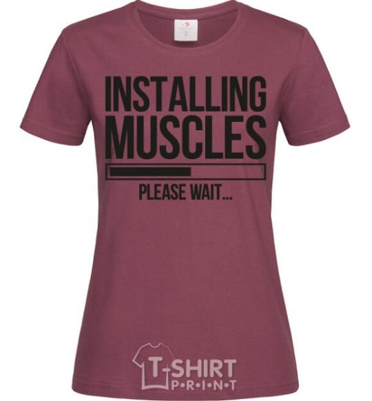 Women's T-shirt Installing muscles burgundy фото
