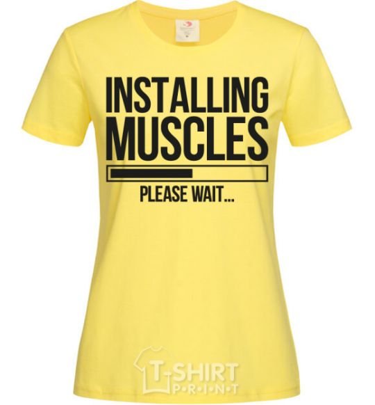 Женская футболка Installing muscles Лимонный фото