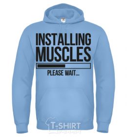Men`s hoodie Installing muscles sky-blue фото