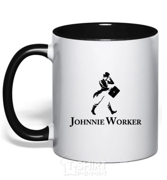 Mug with a colored handle Johnnie Worker black фото
