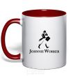 Mug with a colored handle Johnnie Worker red фото