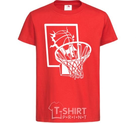 Kids T-shirt Basketball hoop and ball red фото