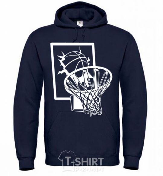 Men`s hoodie Basketball hoop and ball navy-blue фото