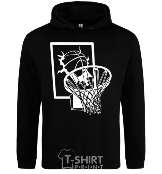 Men`s hoodie Basketball hoop and ball black фото