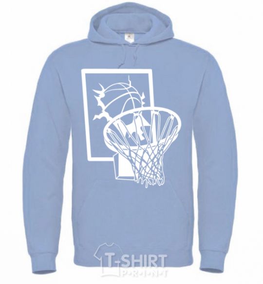 Men`s hoodie Basketball hoop and ball sky-blue фото