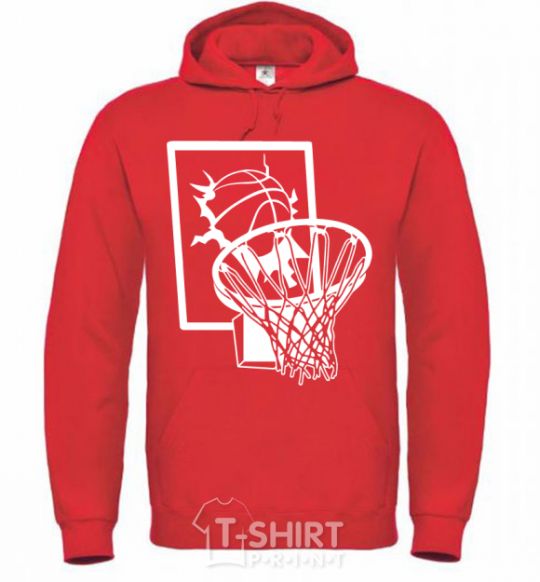 Men`s hoodie Basketball hoop and ball bright-red фото