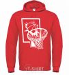 Men`s hoodie Basketball hoop and ball bright-red фото