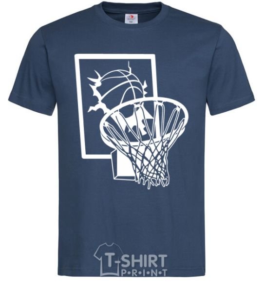 Men's T-Shirt Basketball hoop and ball navy-blue фото