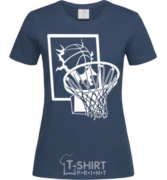 Women's T-shirt Basketball hoop and ball navy-blue фото