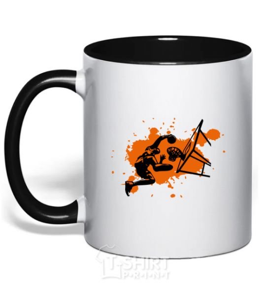 Mug with a colored handle Basketball player splash black фото