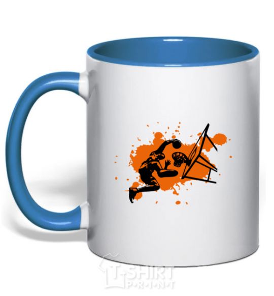 Mug with a colored handle Basketball player splash royal-blue фото