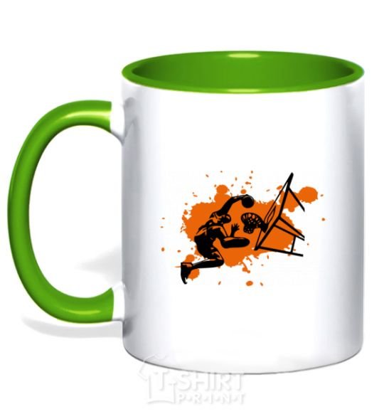 Mug with a colored handle Basketball player splash kelly-green фото
