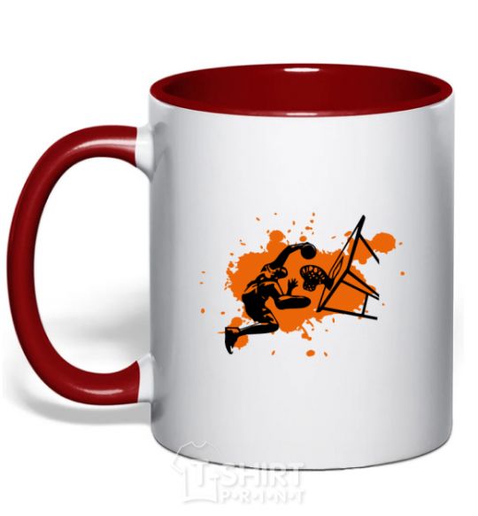 Mug with a colored handle Basketball player splash red фото