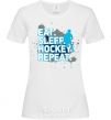Женская футболка Eat sleep hockey repeat Белый фото