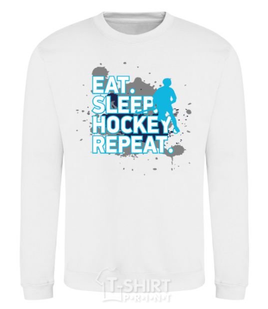 Свитшот Eat sleep hockey repeat Белый фото