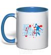 Mug with a colored handle Eat sleep basketball repeat royal-blue фото