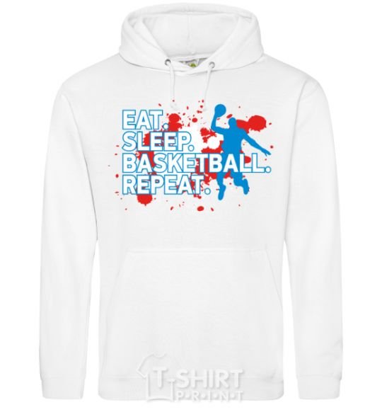 Men`s hoodie Eat sleep basketball repeat White фото