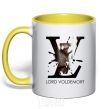 Mug with a colored handle Lord Voldemort yellow фото