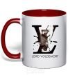 Mug with a colored handle Lord Voldemort red фото