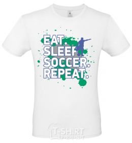 Men's T-Shirt Eat sleep soccer repeat White фото