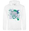 Men`s hoodie Eat sleep soccer repeat White фото