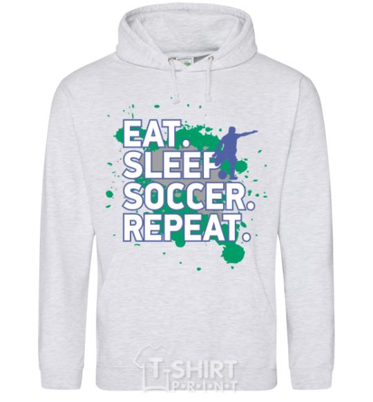 Men`s hoodie Eat sleep soccer repeat sport-grey фото