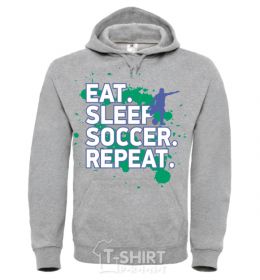 Men`s hoodie Eat sleep soccer repeat sport-grey фото