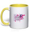 Mug with a colored handle Eat sleep gymnastic repeat yellow фото