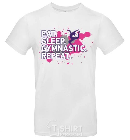 Men's T-Shirt Eat sleep gymnastic repeat White фото