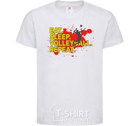 Kids T-shirt Eat sleep volleyball repeat White фото