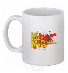 Ceramic mug Eat sleep volleyball repeat White фото