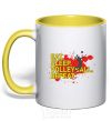 Mug with a colored handle Eat sleep volleyball repeat yellow фото