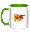 Mug with a colored handle Eat sleep volleyball repeat kelly-green фото