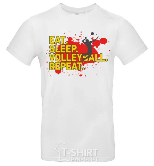 Мужская футболка Eat sleep volleyball repeat Белый фото