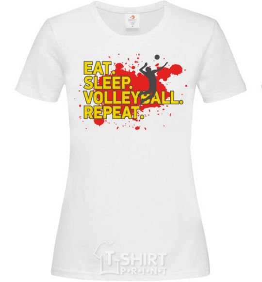 Women's T-shirt Eat sleep volleyball repeat White фото