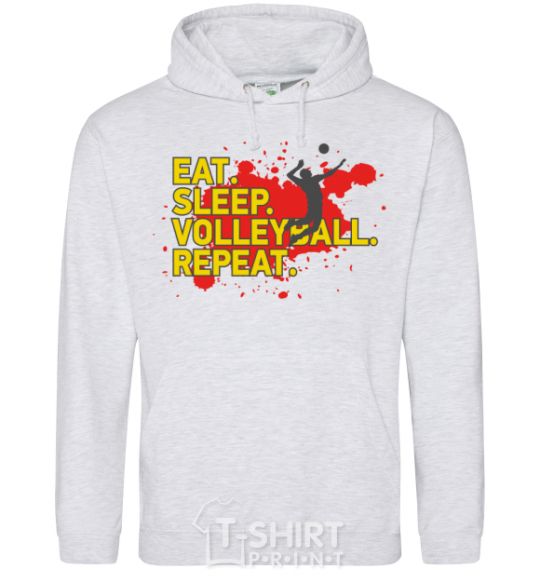 Men`s hoodie Eat sleep volleyball repeat sport-grey фото