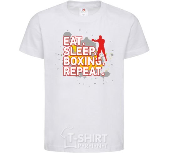 Kids T-shirt Eat sleep boxing repeat White фото