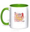 Mug with a colored handle Eat sleep boxing repeat kelly-green фото