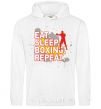 Men`s hoodie Eat sleep boxing repeat White фото