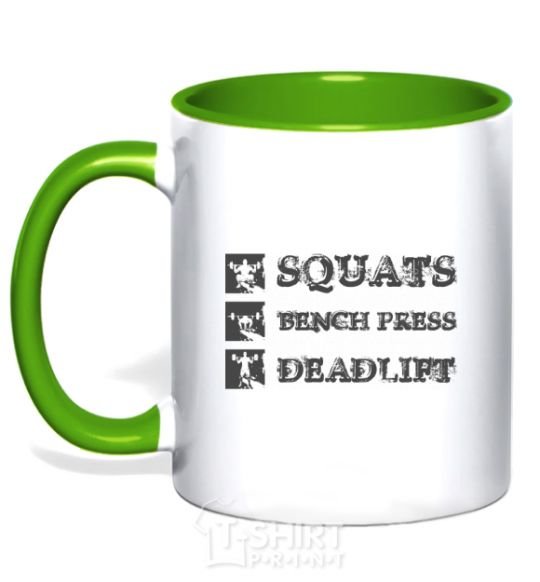 Mug with a colored handle Squats bench press deadlift kelly-green фото