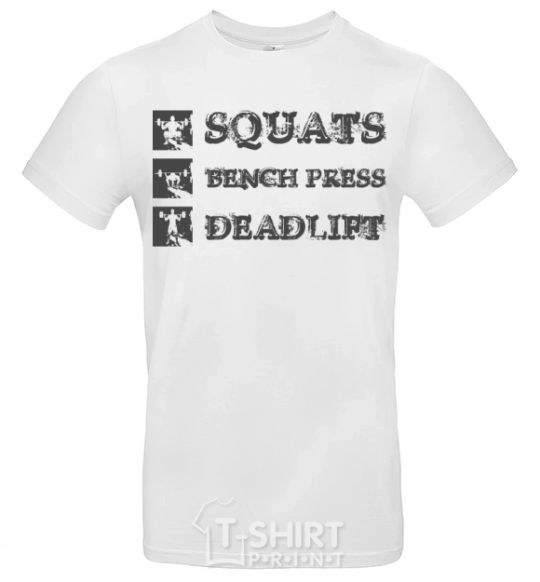 Men's T-Shirt Squats bench press deadlift White фото