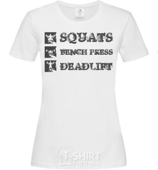 Women's T-shirt Squats bench press deadlift White фото