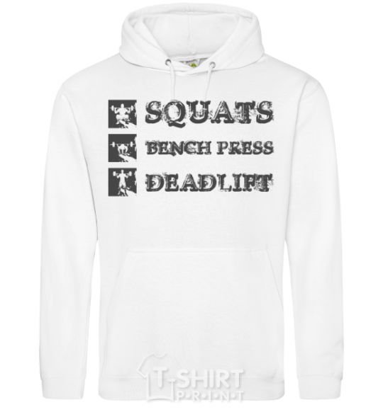 Men`s hoodie Squats bench press deadlift White фото