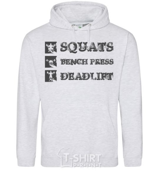 Men`s hoodie Squats bench press deadlift sport-grey фото